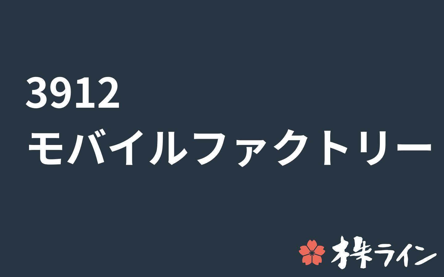 モバイルファクトリー≪3912≫株価予想 ツイッター投資家のリアルタイム売買：株ライン